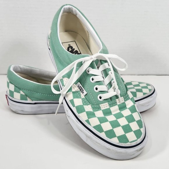 Vans Shoes - Vans Off The Wall Womens Lace Up Mint Green White Checker Shoes Size W 8.5 M 7